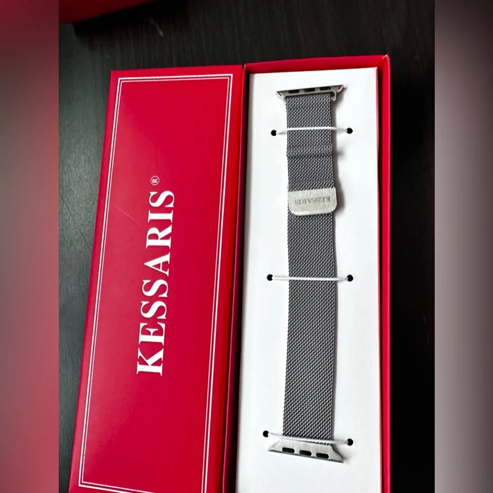 Kessaris Apple Watch Straps Silvertone mesh band
